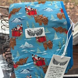Christmas Highland Cow & Santa Bamboo Blanket